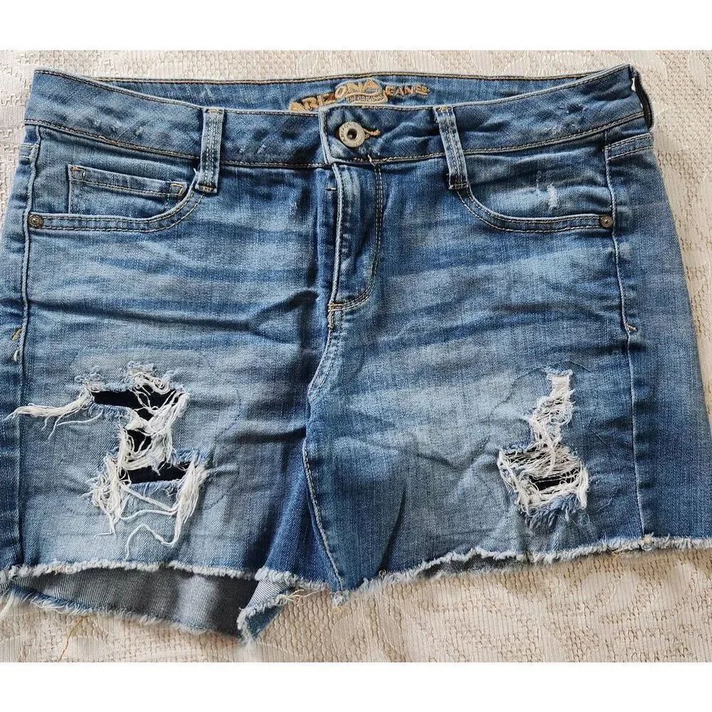 R13 Arizona denim distressed, torn denim cut-offs